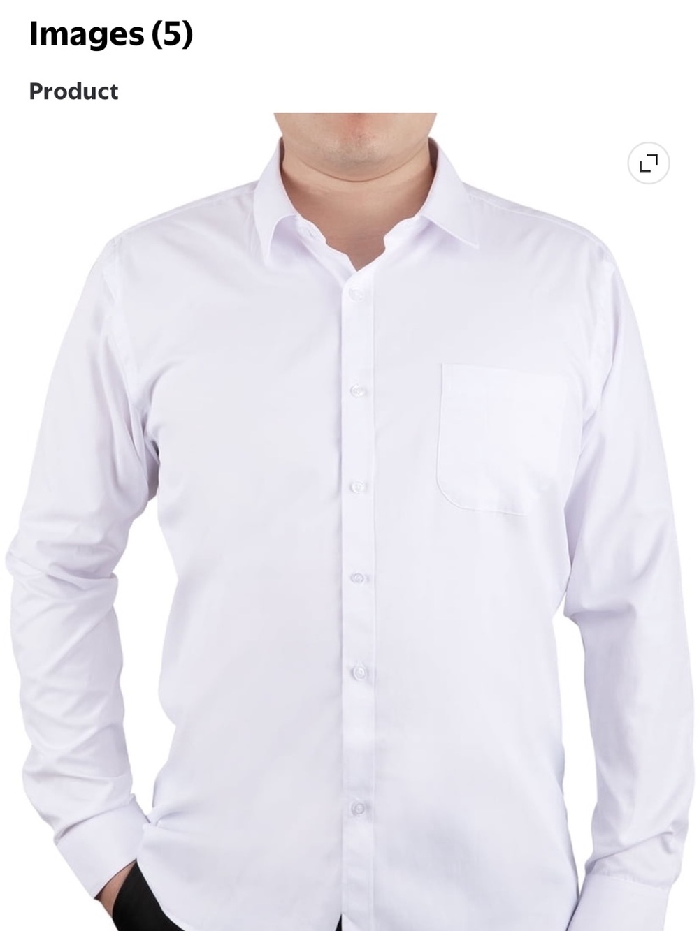 Men's White Long-Sleeve Dress Shirt with Chest Pocket